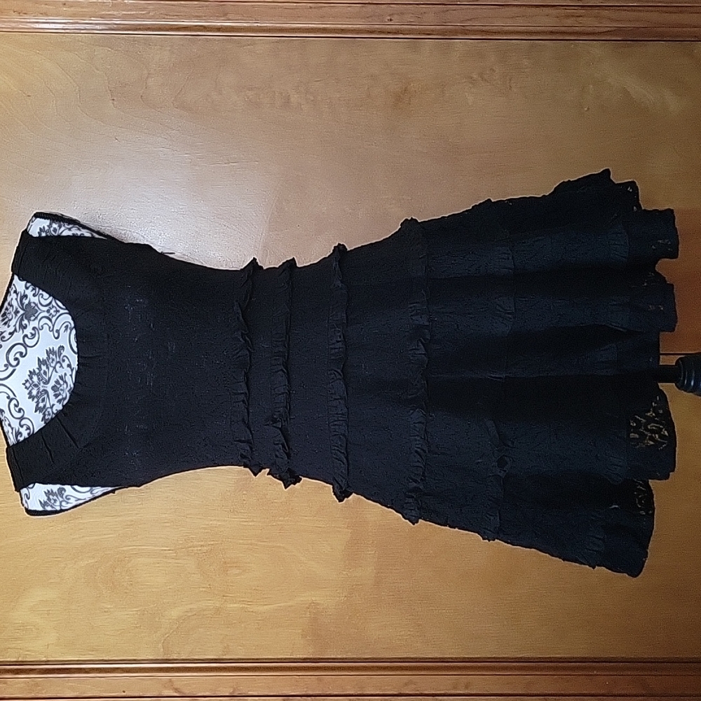 Kensie Black Lace Ruffle Dress